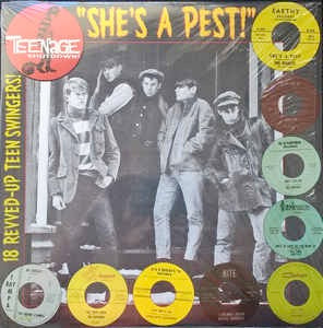 Image of Front Cover of LP - VG+/VG+ - VARIOUS, She's A Pest (18 Revved-Up Teen Swingers!) (Teenage Shutdown!; TS-6615 LP, US 2000), ,  - 0826025E