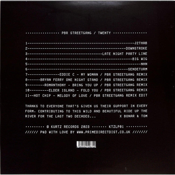 Image of Back Cover of 2x12" - VG/VG+ - PBR STREETGANG, Twenty (Kurtz Records; KTZLP01, UK 2023, Picture Sleeve), ,  - 0826051E