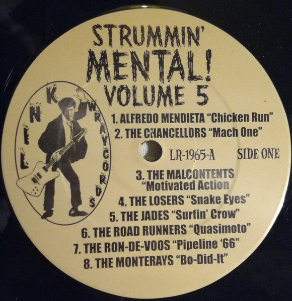 Image of Label Cover of LP - VG+/VG+ - VARIOUS, Strummin' Mental! Volume Five - Real Gone Instrumental R&R & Surf: 1958-1966 (Link Wraycords; LR-1965, US 2006), ,  - 0826032E