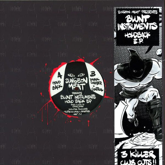 Image of Front Cover of 12" - VG/VG+ - BLUNT INSTRUMENTS, Hold Back E.P. (Dungeon Meat; DMT01, UK 2014, Stickered Company Sleeve), ,  - 2226203E