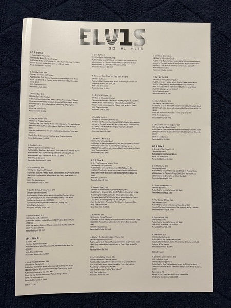 Image of Label Cover of 2xLP - VG+/VG+ - ELVIS PRESLEY, ELV1S 30 #1 Hits (RCA; 88875111961, Europe 2015 Reissue, Gatefold, Insert), Small pressing flaw on D3, does not effect play.,  - 0816049C