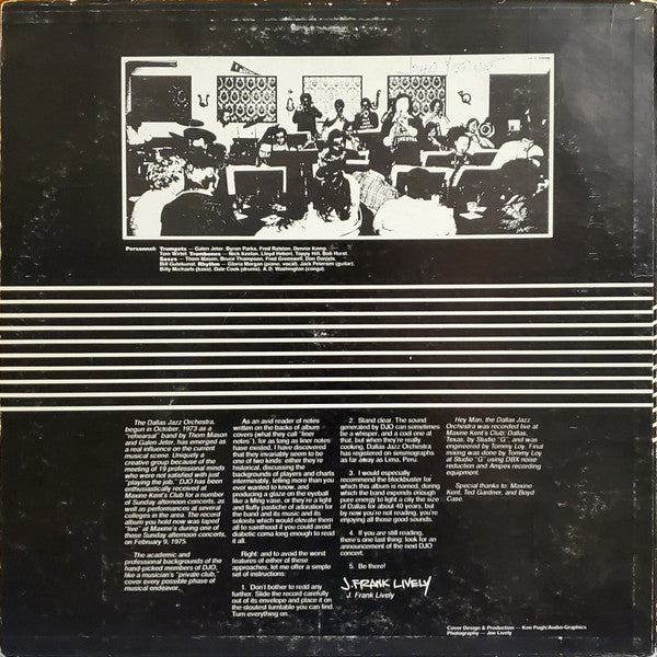 Image of Back Cover of LP - VG/VG - DALLAS JAZZ ORCHESTRA, Hey Man! (Not On Label; none, US 1975), ,  - 0826100E