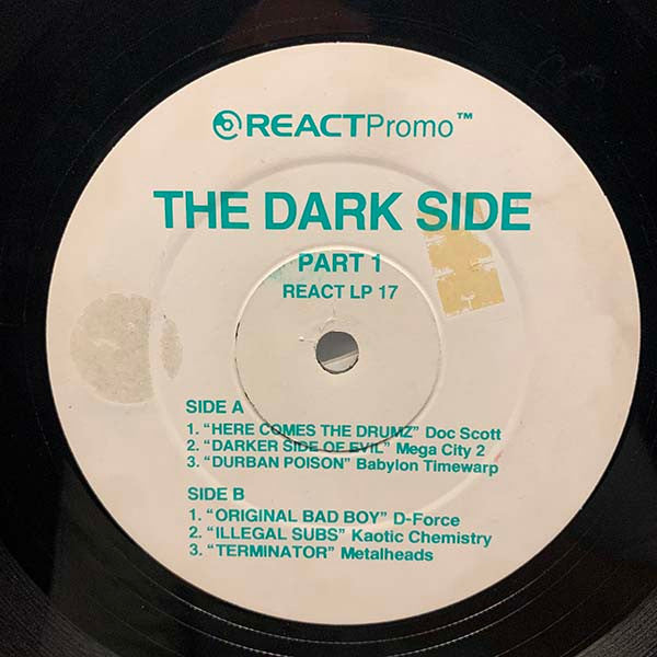 Image of Front Cover of 2x12" - /G+ - VARIOUS, The Dark Side (Hardcore Drum & Bass Style) (React; REACT LP 17, UK 1993, Promo), Marks on Disc 2, Disc 1 VG+,  - 4046297S