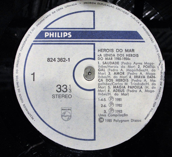 Image of Label Cover of LP - VG/VG - HER IS DO MAR, A Lenda Dos Her is Do Mar (1981/1984) (Philips; 824 362-1, Portugal 1985, Inner), Hairlines and paper scuffs. Seam split to inner. Creasing, light edge wear and shop sticker on back of sleeve.,  - 0846172S