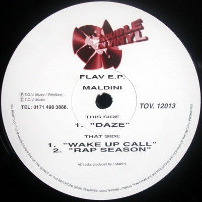 Image of Front Cover of 12" - VG/VG - MALDINI, Flav E.P. (Trouble On Vinyl; TOV. 12013, UK 1995, Company Sleeve), Strong VG.,  - 0816303C