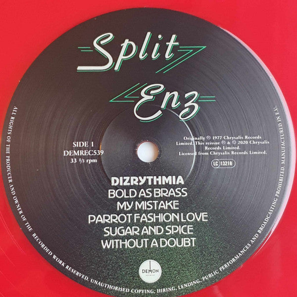 Image of Label Cover of LP - EX/EX - SPLIT ENZ, Dizrythmia (Demon Records; DEMREC539, Worldwide 2020, Red vinyl), ,  - 0826208E