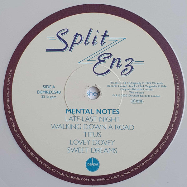 Image of Label Cover of LP - EX/EX - SPLIT ENZ, Mental Notes (Demon Records; DEMREC540, Worldwide 2020, Gatefold, White vinyl), ,  - 0826209E