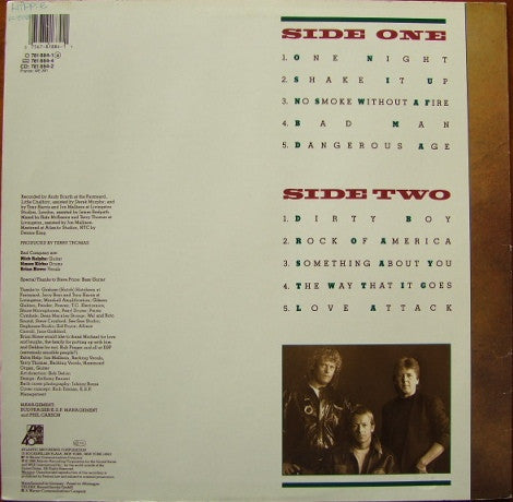Image of Back Cover of LP - VG+/VG - BAD COMPANY, Dangerous Age (Atlantic; 781 884-1, Europe 1988), Strong VG, Promo Sticker On Back,  - 0816326C