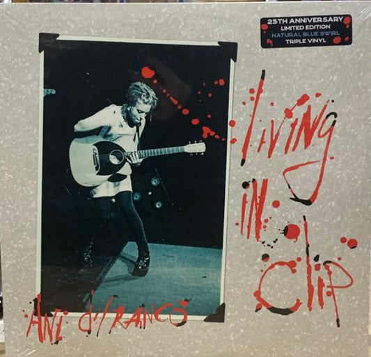 Image of Front Cover of 3xLP - EX/EX - ANI DIFRANCO, Living In Clip (Righteous Babe Records; RBR00112-V, US 2022 Reissue, Gatefold, Limited Edition, Blue Swirl, Natural, 140g), ,  - 0846308S