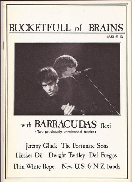 Image of Front Cover of Book - /VG - BUCKETFULL OF BRAINS, Bucketfull of Brains #13 magazine (, Worldwide , Bonus Barracudas fexi-disc 7''), Slight fading on magazine but otherwise in great condition.,  - 0856143S