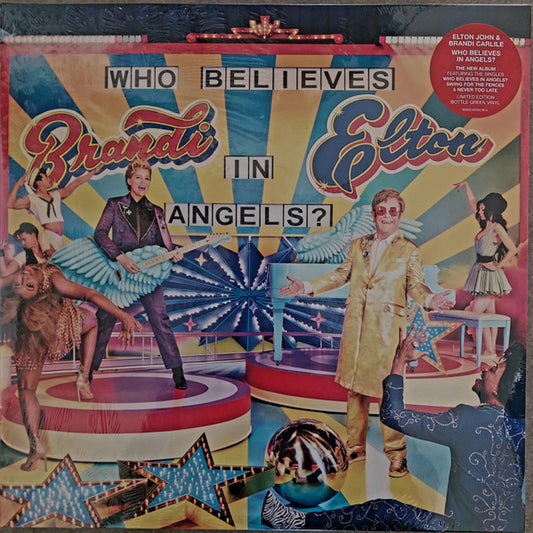 Image of Front Cover of LP - VG+/VG+ - ELTON JOHN & BRANDI CARLILE, Who Believes In Angels? (EMI; EMIVX 2124, Europe 2025, Gatefold, Inner & Booket, Coke Bottle Green Vinyl), ,  - 0846054S