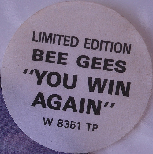 Image of Label Cover of LP - VG/VG - BEE GEES, You Win Again (Warner Bros. Records; W8351 TP, UK 1987, Clear Plastic Stickered Sleeve, Picture Disc), ,  - 0826277E