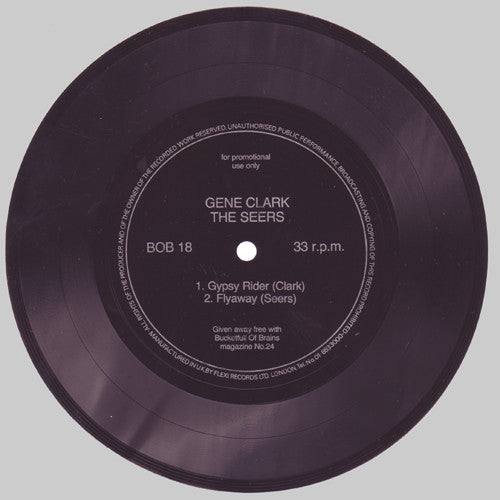 Image of Back Cover of Book - /VG - BUCKETFULL OF BRAINS, Bucketfull of Brains #24 magazine (, UK , Gene Clark, The Seers Bonus flexi-disc 7''), Slight bend to flex-disc but plays fine. Storage wear bottom of magazine otherwise in great condition. ,  - 0856146S