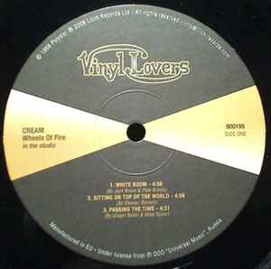 Image of Label Cover of 2xLP - VG/EX - CREAM, Wheels Of Fire (Vinyl Lovers; 900199, Europe 2008 Reissue, Gold Gatefold Sleeve, 180 Gram Vinyl), Top left corner crease.,  - 0816477C