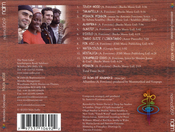 Image of Back Cover of CD - VG+/VG+ - ANTONIOANTONIO FORCIONE, Touch Wood (Naim Label; naimcd069, UK 2003, Jewel Case, Booklet), ,  - 0836218E