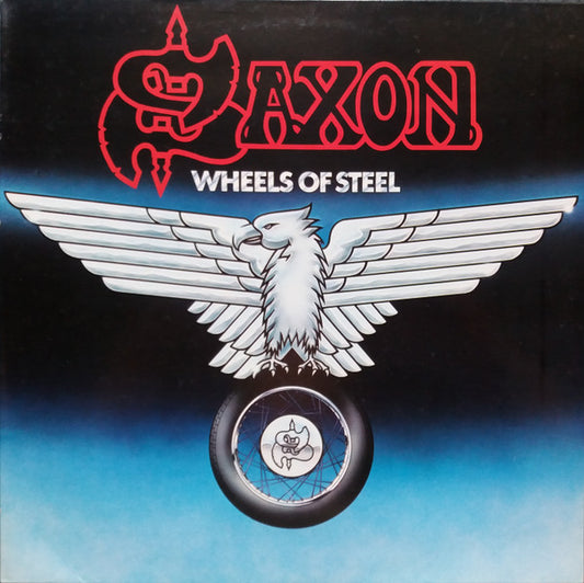 Image of Front Cover of LP - VG/VG - SAXON, Wheels Of Steel (Carrere; CAL 115, UK 1980s Reissue, Damont Pressing), Light Marks only.,  - 0816580C