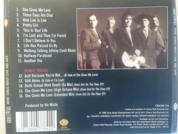Image of Back Cover of CD - VG+/VG+ - THE GODFATHERS, More Songs About Love & Hate (Lemon Recordings; CDLEM 184, UK 2011, Jewel Case), Nice copy showing minimal sign of use.,  - 0816581C
