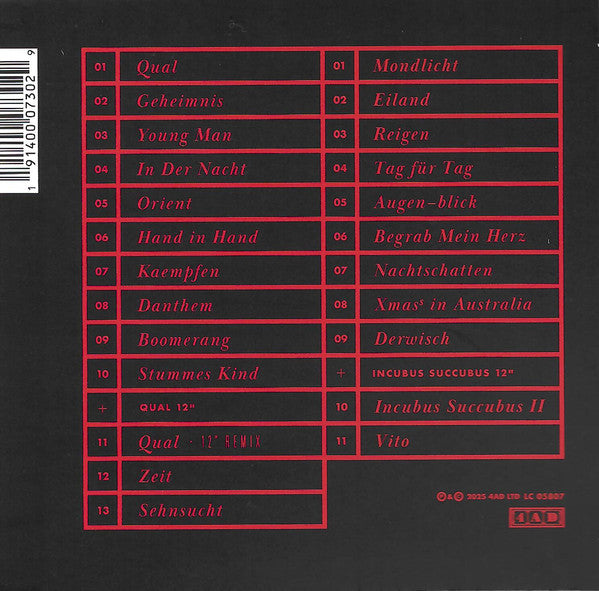 Image of Back Cover of 2xCD - VG+/VG+ - XMAL DEUTSCHLAND, Gift (The 4AD Years 1983-1984) (4AD; 4AD0730CD, UK, Europe & US 2025, Card Sleeve, Booklet), ,  - 0856110S