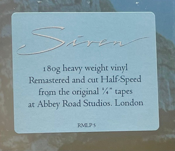 Image of Label Cover of LP - NEW/NEW - ROXY MUSIC, Siren (Virgin; RMLP5, 	Worldwide 2022, Inner, Remastered, Abbey Rd Half-SpeedMaster), ,  - 0836227E