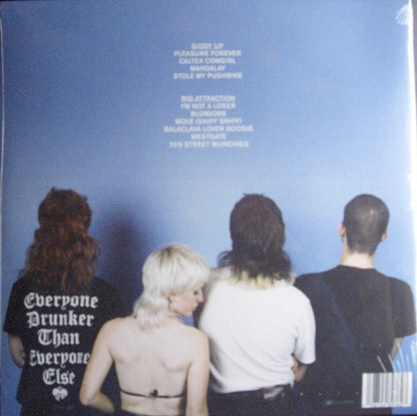 Image of Back Cover of LP - NEW/NEW - AMYL AND THE SNIFFERS, Giddy Up / Big Attraction (10 Year Anniversary) (Amyl and The Sniffers; B2B006, Europe 2026 Reissue, Gatefold, Black Recyled Vinyl), , Ten years ago, in a sharehouse on Chapel Street, four 20-year-olds with zero expectations wrote and recorded an EP in a single afternoon. Those six blistering minutes of music became Giddy Up. An hour later, Amyl and The Sniffers had a name, a Bandcamp upload, and the beginnings of a legacy.Following a year of ba