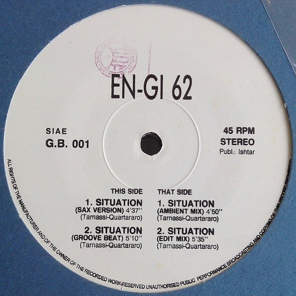 Image of Front Cover of 12" - /VG - EN-GI 62, Situation (Groovy Beat; G.B. 001, Italy 1992), Light marks and scuffs,  - 0916042C