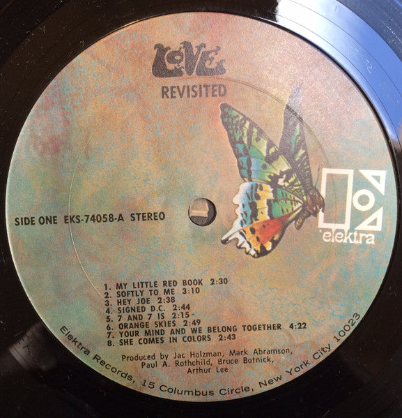 Image of Label Cover of LP - G/VG - LOVE, Revisited (Elektra; EKS 74058, US 1970, Gatefold, Company Inner, Terre Haute pressing), Company inner split at bottom. Sleeve has corner cut, edgewear, ringwear, writing on front.,  - 0926020E