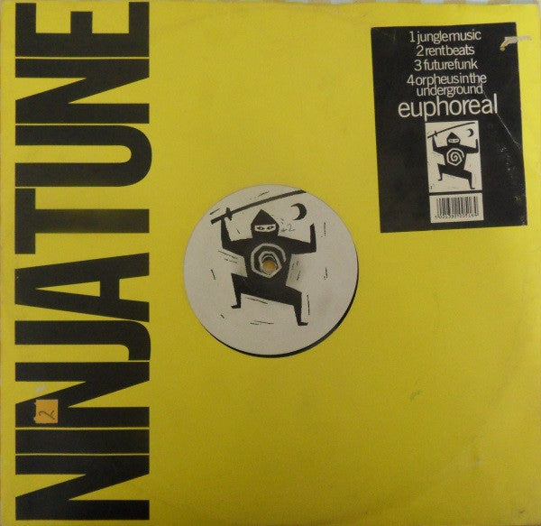 Image of Front Cover of 12" EP - VG/G+ - EUPHOREAL, The Jungle Tekno EP (Ninja Tune; zen 1205, UK 1991, Stickered Company Sleeve), Ringwear on sleeve, light creasing, Marks and hairlines.,  - 0916045C