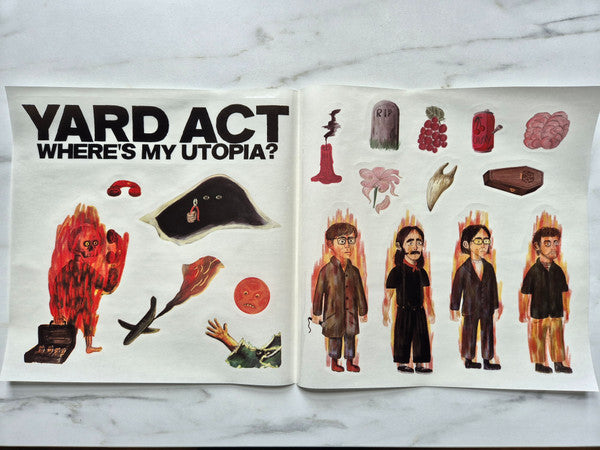 Image of Back Cover of LP - EX/VG+ - YARD ACT, Where s My Utopia? (ZEN F.C.; ZENFC025LPX, UK & Europe 2024, Inner & Insert, Sticker Sheet, Utopian Orange Vinyl), Still In Outer Plastic With Hype Stickers,  - 0926052E