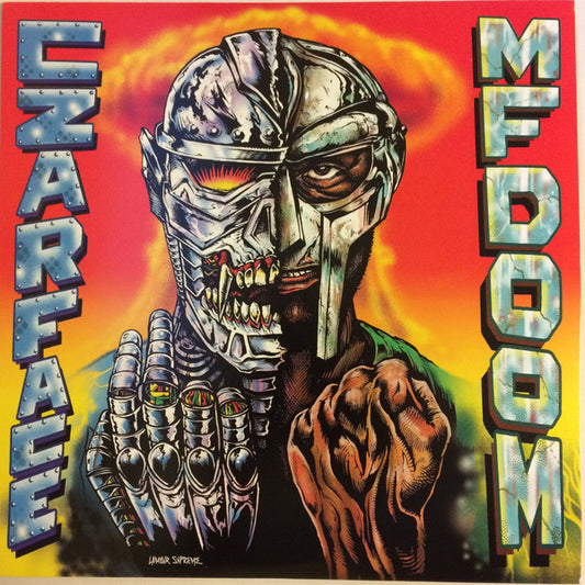Image of Front Cover of 2xLP - VG+/VG - CZARFACE, MF DOOM, Czarface Meets Metal Face (Silver Age; SIL003LP, US 2018, Poster, Grern & Blue Vinyl. No CD or T Shirt.), No CD. No t-shirt. Slight warp to both discs. Otherwise, VG+. Still in shrinkwrap. Light wear to opening edge.,  - 0946076S