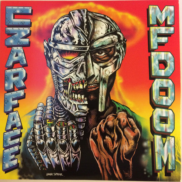 Image of Front Cover of 2xLP - VG+/VG - CZARFACE, MF DOOM, Czarface Meets Metal Face (Silver Age; SIL003LP, US 2018, Poster, Grern & Blue Vinyl. No CD or T Shirt.), No CD. No t-shirt. Slight warp to both discs. Otherwise, VG+. Still in shrinkwrap. Light wear to opening edge.,  - 0946076S
