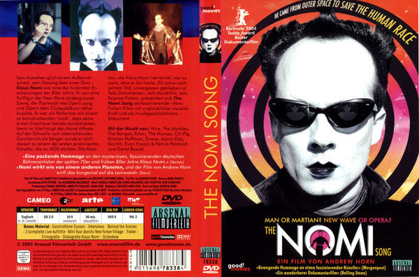 Image of Back Cover of DVD - VG+/VG+ - KLAUS NOMI, The Nomi Song (Arsenal Filmverleih; 78338, Germany 2005), ,  - 0936056E