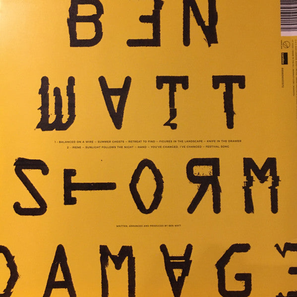 Image of Back Cover of LP - VG+/EX - BEN WATT, Storm Damage (Unmade Road ; ROAD015V, Europe 2020, Inner & Insert, 180 Gram Mint Green Vinyl, Everything But The Girl), ,  - 0916163C