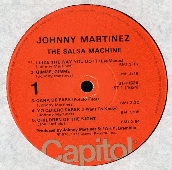 Image of Label Cover of LP - VG/VG+ - JOHNNY MARTINEZ, The Salsa Machine (Capitol Records; ST-11624, US 1977), ,  - 0916275C