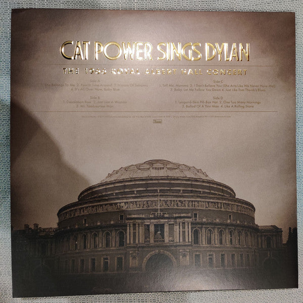 Image of Back Cover of 2xLP - VG+/EX - CAT POWER, Sings Dylan (The 1966 Royal Albert Hall Concert) (Domino ; WIGLP524, Worldwide 2023, Debossed Gatefold Sleeve With Gold Ink, Clear Vinyl), ,  - 0926198E