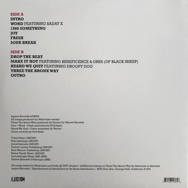 Image of Back Cover of LP - VG+/VG+ - THE LEGION, Three The Bronx Way (Legion Records; LGR004, US 2019), ,  - 0946339S
