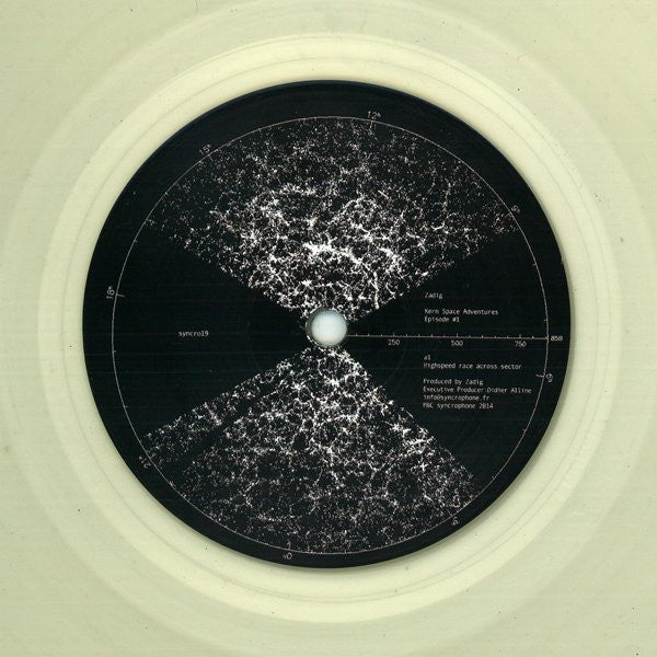 Image of Front Cover of 12" - VG+/VG+ - ZADIG, Kern Space Adventures Episode #1 (Syncrophone Recordings; SYNCRO 19, France 2014, Die Cut Company Sleeve, Transparent Vinyl; 180g), , A Highspeed Race Across SectorB Secret Appointment At The Spaceport - 0916412C