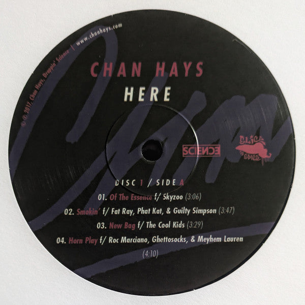 Image of Label Cover of 2xLP - VG+/VG+ - CHANHAYS, Here (Droppin' Science; DSP-029, Canada 2018, Limited Edition), Very negligible wear to sleeve and disc.,  - 0946283S