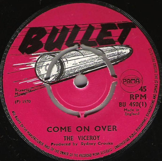 Image of Front Cover of LP7" - /G+ - THE VICEROYS / SYDNEY'S ALLSTARS, Come On Over (Bullet; BU 450, UK 1970, 4-Prong Centre), No centre piece, clean labels.,  - 0916440C