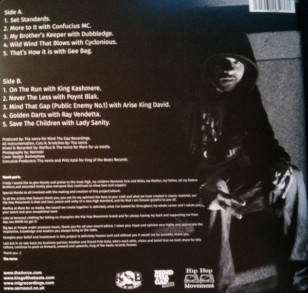 Image of Back Cover of LP - VG+/VG - THA 4ORCE, Setting Standards (King Of The Beats; KOTB 0009, UK 2017, Insert and Lyric Book, Grey Marbled Vinyl, Numbered), 319/350.,  - 0946285S