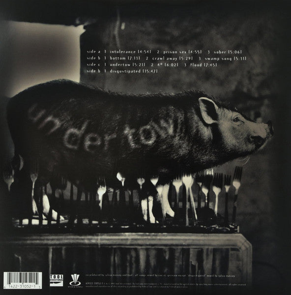 Image of Back Cover of 2xLP - VG+/VG+ - TOOL, Undertow (Volcano; 61422-31052-1, US 2017 Reissue, Single Sleeve, CJH Runout on all Four Sides), Sleeve Creased at Top Right Corner,  - 3226133E
