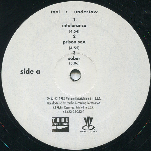 Image of Label Cover of 2xLP - VG+/VG+ - TOOL, Undertow (Volcano; 61422-31052-1, US 2017 Reissue, Single Sleeve, CJH Runout on all Four Sides), Sleeve Creased at Top Right Corner,  - 3226133E
