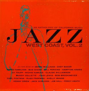 Image of Front Cover of LP - VG/G - VARIOUS, An Anthology Of California Music Jazz West Coast, Vol. 2 (Vogue; LAE 12061, UK 1958, Laminated Flipback Sleeve), Record marked, with writing and sticker on labels. Sleeve discoloured, with light creasing, writing and staining,  - 0916482C