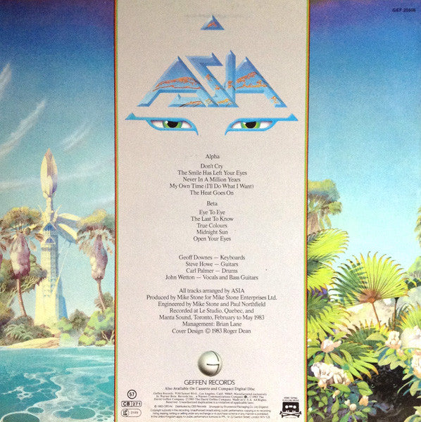 Image of Back Cover of LP - VG/VG - ASIA, Alpha (Geffen Records; GEF 25508, UK 1983, Insert), ,  - 0916469C
