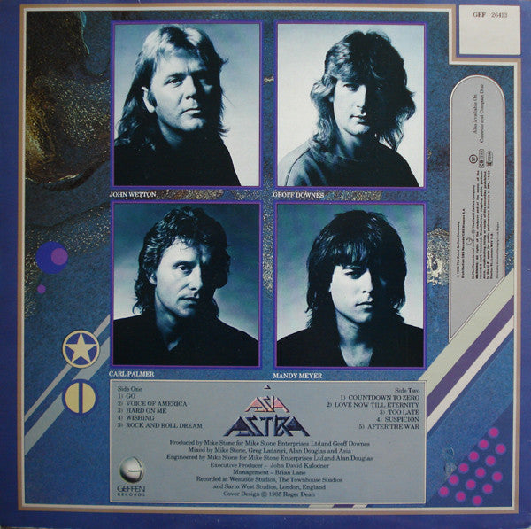 Image of Back Cover of LP - VG/VG+ - ASIA, Astra (Geffen Records; GEF 26413, UK 1985), ,  - 0916470C