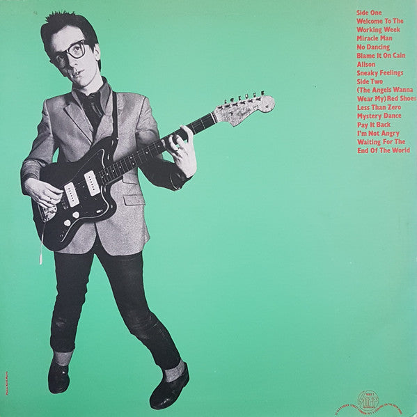 Image of Back Cover of LP - VG/EX - ELVIS COSTELLO, My Aim Is True (Stiff Records; SEEZ 3, UK 1978, Green front and back), Black Inner, Edge and Ring Wear,  - 2326145E