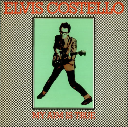 Image of Front Cover of LP - VG/EX - ELVIS COSTELLO, My Aim Is True (Stiff Records; SEEZ 3, UK 1978, Green front and back), Black Inner, Edge and Ring Wear,  - 2326145E