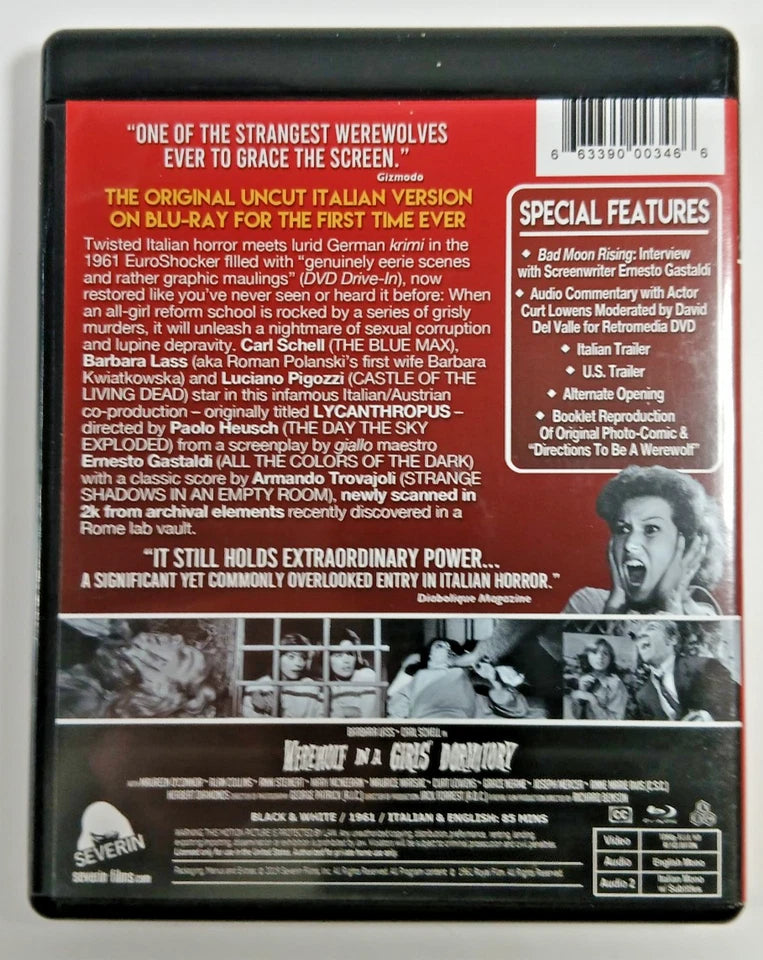 Image of Back Cover of Blu-Ray - VG+/VG+ - RICHARD BENSON, Werewolf in a Girls' Dormitory (Severin; , UK 2019), Strong VG+,  - 0956268S