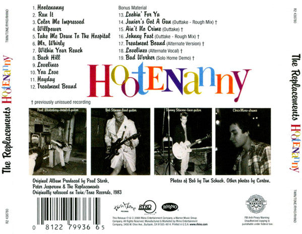 Image of Back Cover of CD - VG+/VG+ - THE REPLACEMENTS, Hootenanny (Twin/Tone Records; R2 438780, US 2008, Jewel Case), ,  - 1036059E