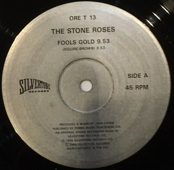 Image of Label Cover of 12" - VG+/VG - THE STONE ROSES, What the World Is Waiting For/ Fools Gold 9.53 (Silvertone; ORET13, UK 1989, Stickered Picture Sleeve, Print), Print is VG+. Record is strong VG - just a handful of light hairlines.,  - 3126030E
