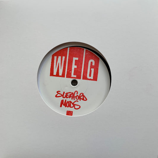 Image of Front Cover of LP - VG+/EX - SLEAFORD MODS, West End Girls (Rough Trade ; RT0462SWLE, UK 2023, Hand Stamped White Label, Tour Single), Label Stamp Slightly Smudged, Light Inky Fingerprints On Plain Sleeve,  - 1026068E